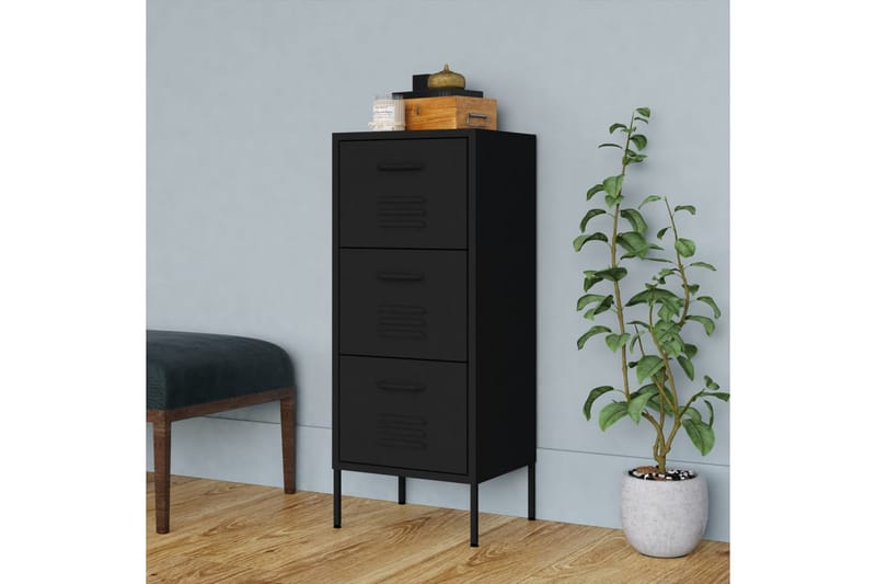 Oppbevaringsskap svart 42,5x35x101,5 cm stål - Svart - Oppbevaring - Skap - Oppbevaringsskap - Omkledningsskap