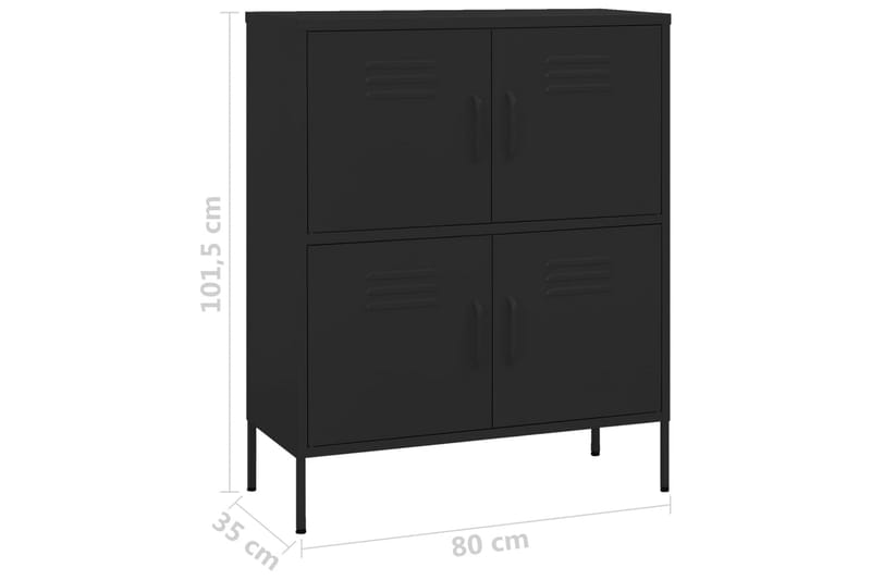 Oppbevaringsskap svart 80x35x101,5 cm stål - Svart - Oppbevaring - Skap - Oppbevaringsskap - Omkledningsskap
