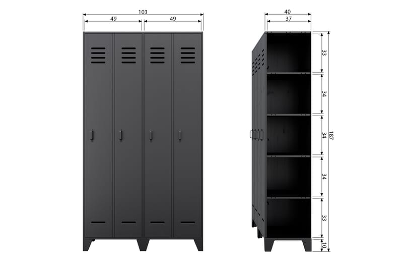 Stijn Oppbevaringsskap 40x103 cm - Svart - Oppbevaring - Skap - Oppbevaringsskap - Omkledningsskap