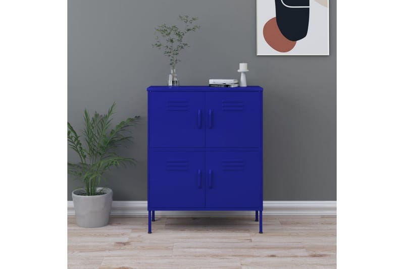Oppbevaringsskap marineblå 80x35x101,5 cm stål - Blå - Oppbevaring - Skap - Oppbevaringsskap - Omkledningsskap