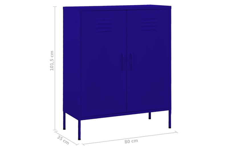 Oppbevaringsskap marineblå 80x35x101,5 cm stål - Blå - Omkledningsskap