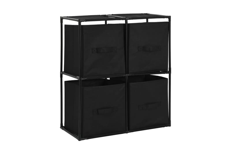 Oppbevaringsskap med 4 stoffkurver svart 63x30x71 cm stål - Oppbevaring - Skap - Oppbevaringsskap