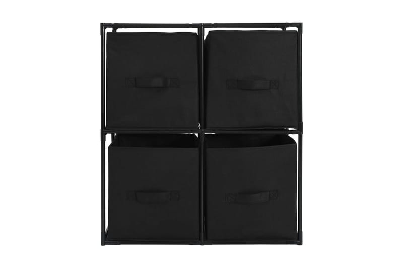 Oppbevaringsskap med 4 stoffkurver svart 63x30x71 cm stål - Oppbevaring - Skap - Oppbevaringsskap