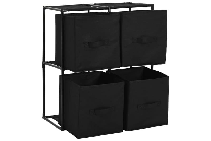 Oppbevaringsskap med 4 stoffkurver svart 63x30x71 cm stål - Oppbevaring - Skap - Oppbevaringsskap