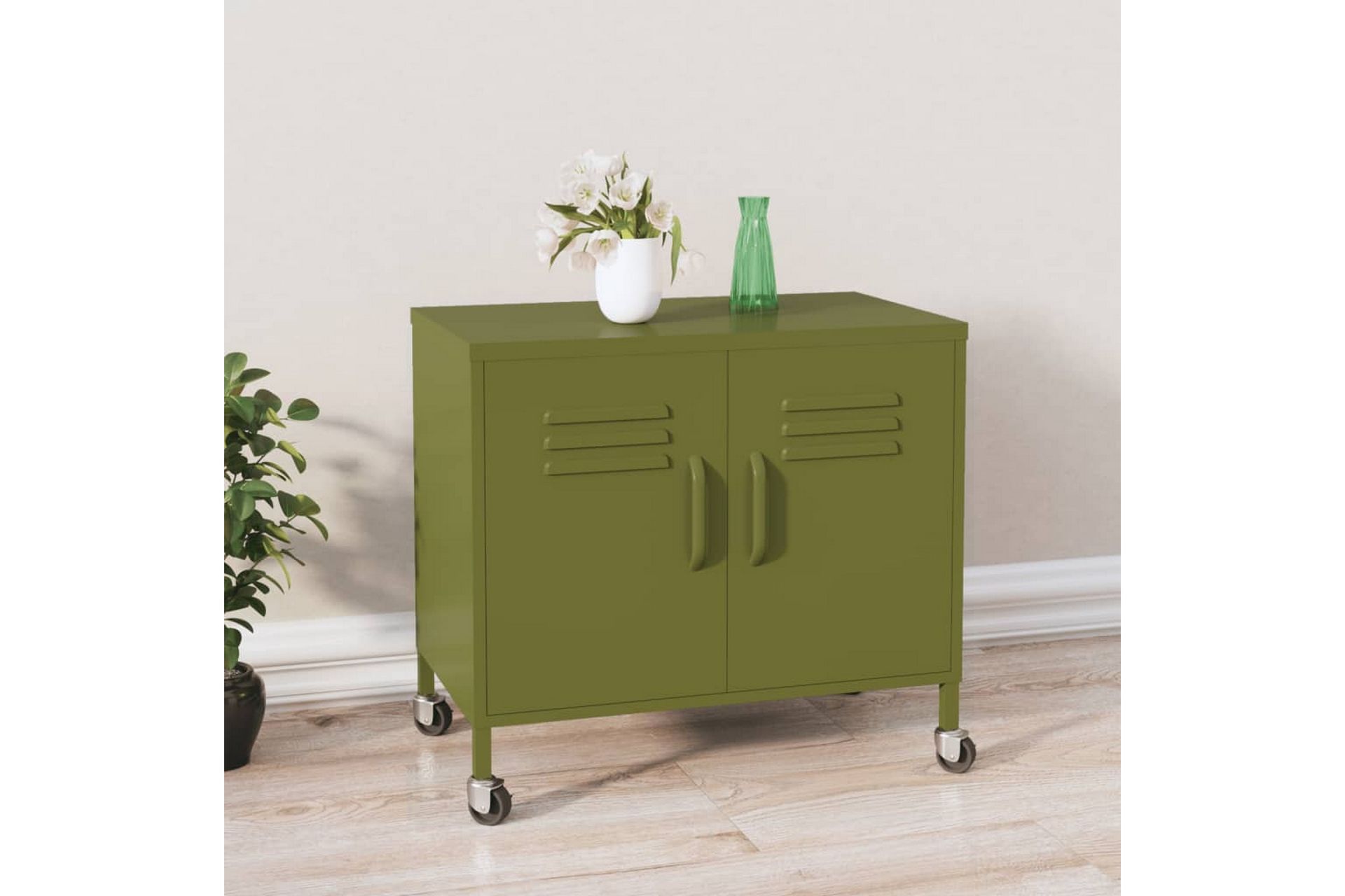Oppbevaringsskap olivengrønn 60x35x49 cm stål - grønn - Oppbevaring - Skap - Oppbevaringsskap - Omkledningsskap
