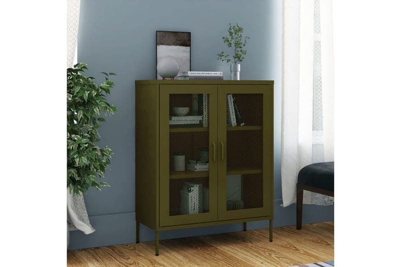 Oppbevaringsskap olivengrønn 80x35x101,5 cm stål - grønn - Oppbevaring - Skap - Oppbevaringsskap - Omkledningsskap