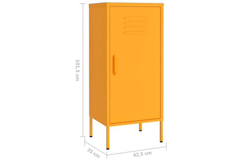 Oppbevaringsskap sennepsgul 42,5x35x101,5 cm stål - Gul - Omkledningsskap