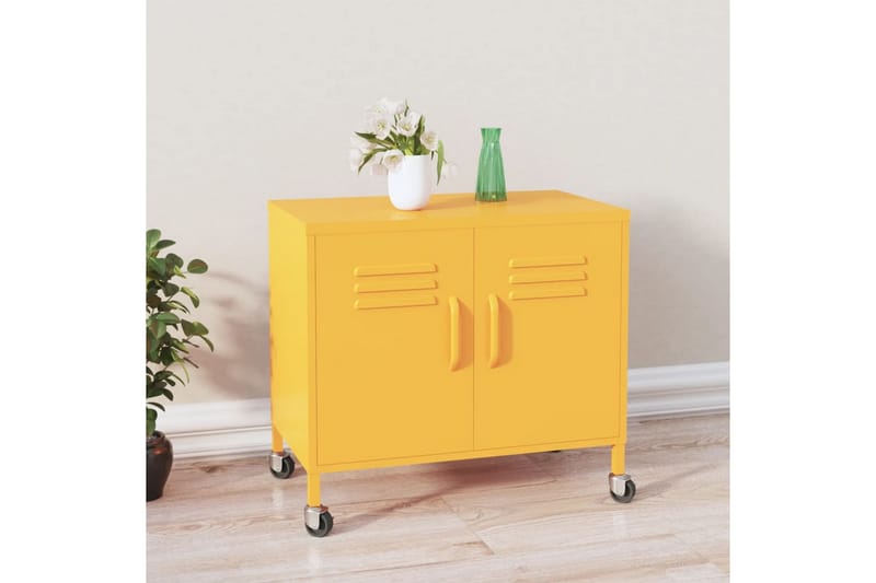 Oppbevaringsskap sennepsgul 60x35x49 cm stål - Gul - Oppbevaring - Skap - Oppbevaringsskap - Omkledningsskap
