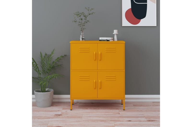 Oppbevaringsskap sennepsgul 80x35x101,5 cm stål - Gul - Oppbevaring - Skap - Oppbevaringsskap - Omkledningsskap
