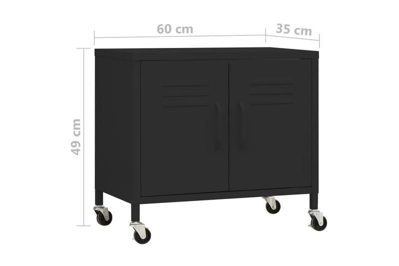 Oppbevaringsskap svart 60x35x49 cm stål - Svart - Omkledningsskap