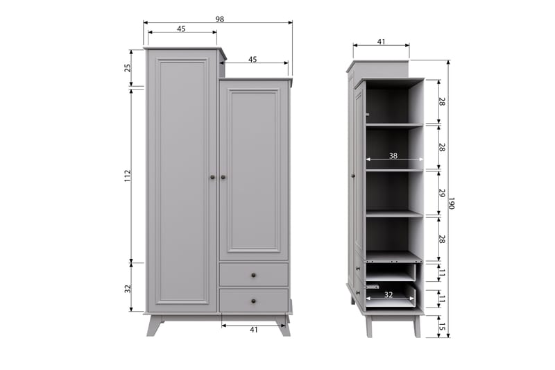 Portsea Oppbevaringsskap 98x190 cm - Offwhite - Oppbevaring - Skap - Oppbevaringsskap