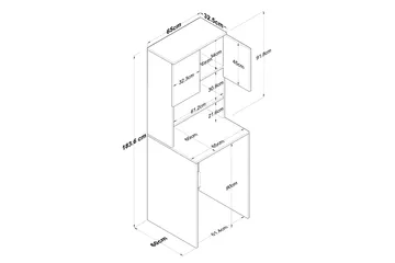Ramdev Highboard - Valnøtt/Antrasitt - Hus & oppussing - Kjøkken & bad - Baderom - Baderomsmøbler & baderomsinnredning - Servantskap & kommode