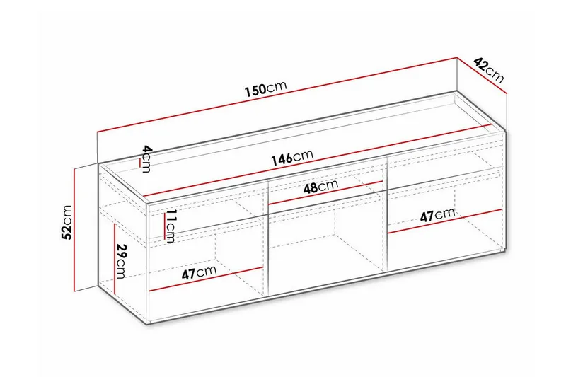 Rathmore Highboard Ljusgrå - Oppbevaring - Skap - Oppbevaringsskap