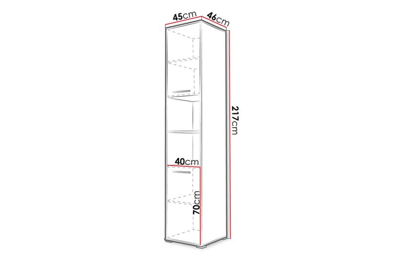 Rauk Förvaringsskåp 45 cm NO_BRAND White High gloss 45x46x217 - Oppbevaring - Skap - Oppbevaringsskap