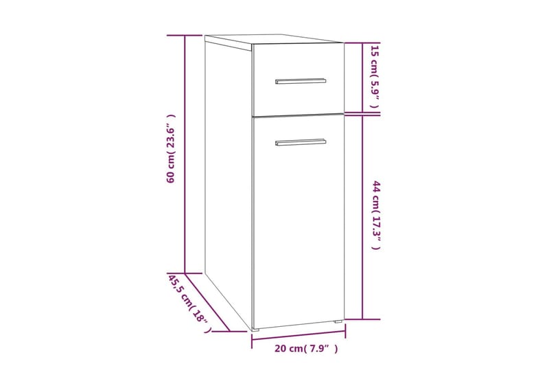 beBasic Apotekskap grå sonoma 20x45,5x60 cm konstruert tre - GrÃ¥ - Oppbevaring - Skap - Oppbevaringsskap - Sikkerhetsskap - Medisinskap