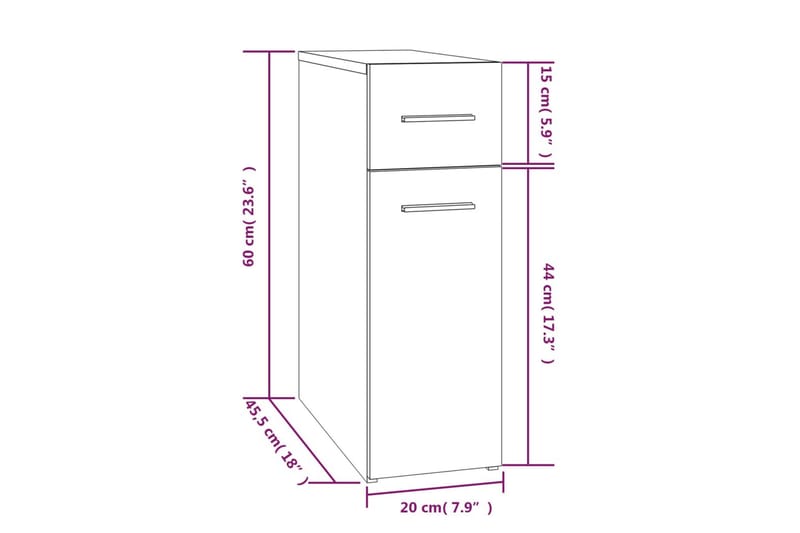 beBasic Apotekskap røkt eik 20x45,5x60 cm konstruert tre - Brun - Medisinskap