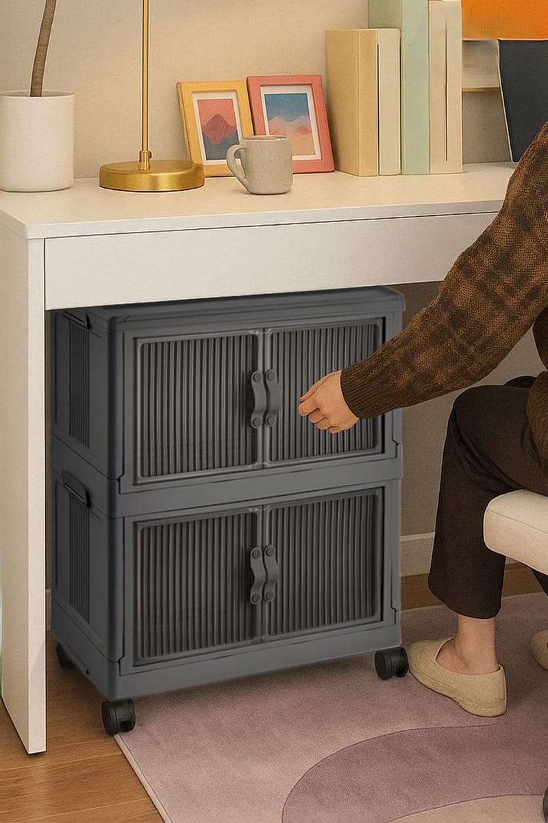 Flerbruks skap Hanah Home Lavine 67 (32 x 67 x 56 cm) Antrasitt - Antrasitt - Møbler - Barnemøbler - Oppbevaring barnerom - Skap barnerom