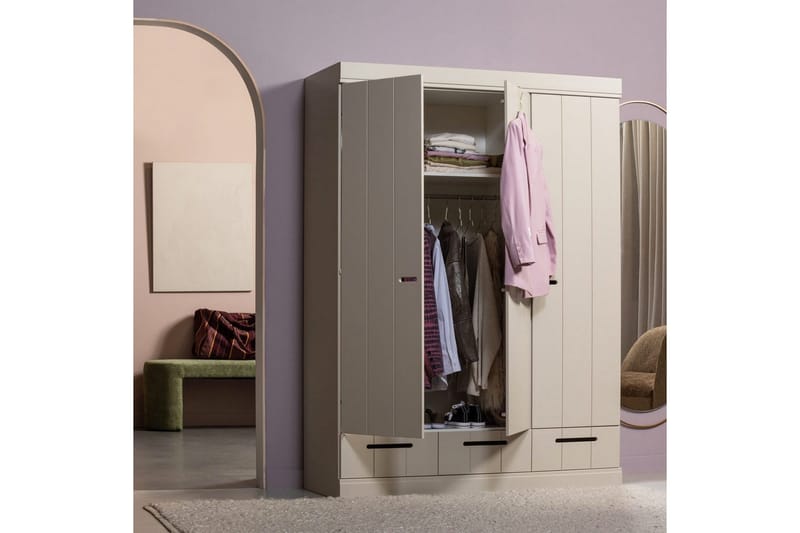 Skap Connect 3-Dører - Beige - Oppbevaring - Klesoppbevaring - Garderober & garderobesystem - Garderobeskap & klesskap