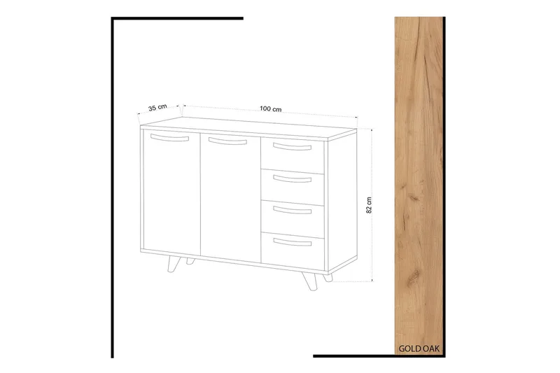 Skoförvaring Guld|Ek|Gul - Oppbevaring - Skap - Oppbevaringsskap