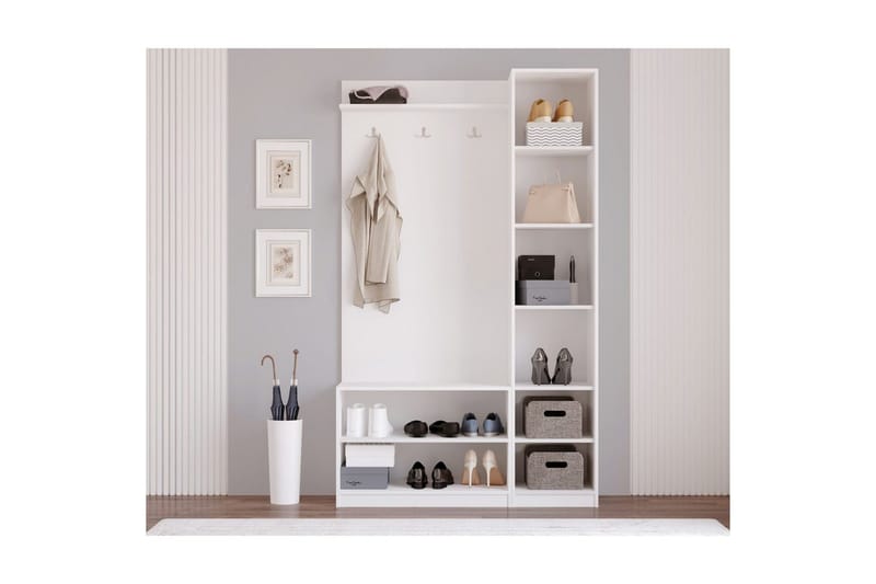 Sylorn Garderobeskap 120x200 cm - Matt Hvit - Oppbevaring - Hyller - Hattehylle