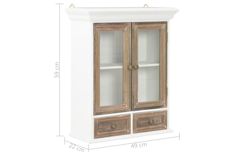 Veggskap hvit 49x22x59 cm heltre - Oppbevaring - Skap - Oppbevaringsskap