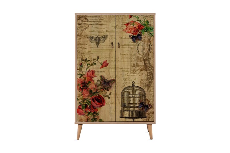 Vellavie Skap 80 cm Vintage, Brun/Rød