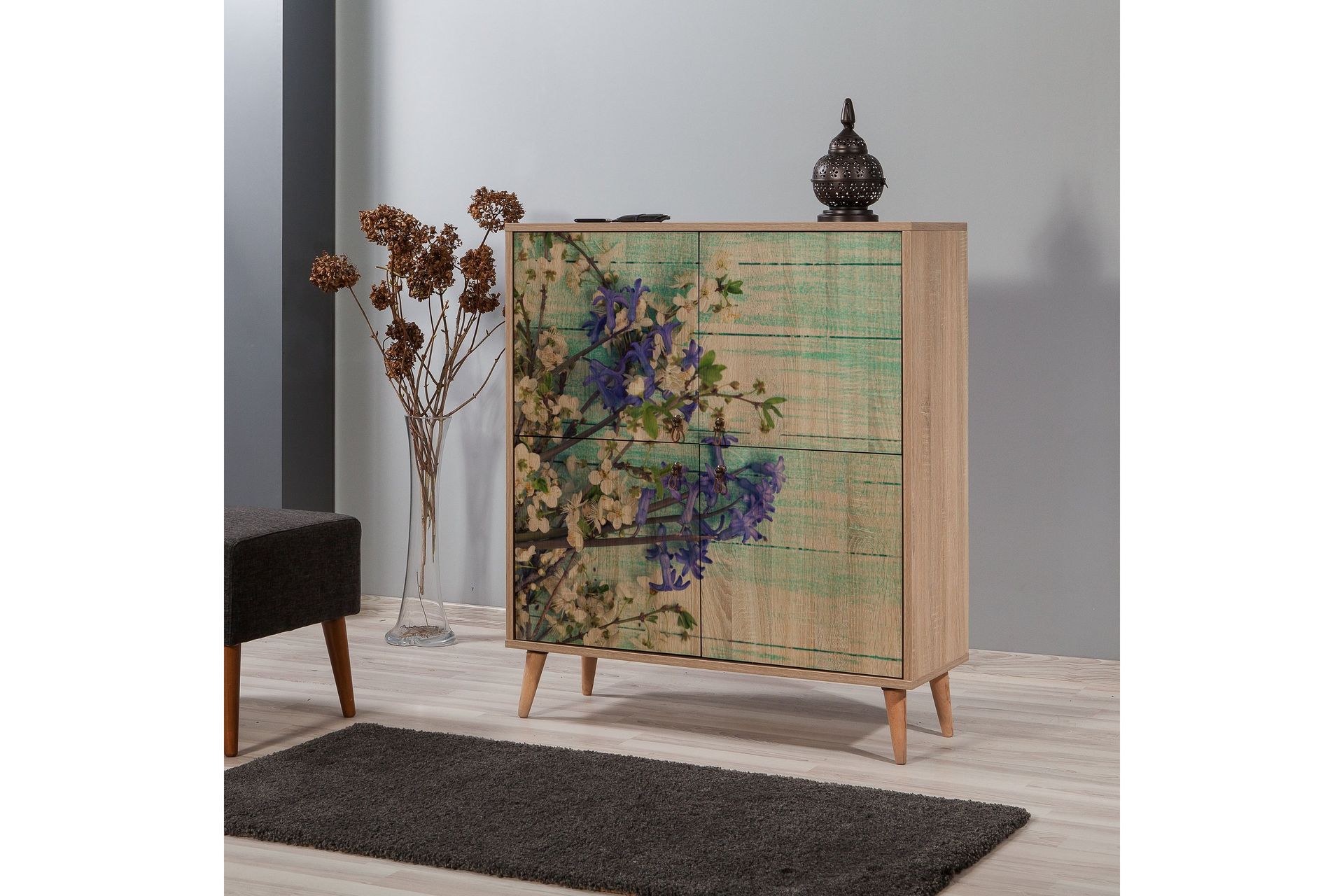 Vellavie Skap 95 cm Kirsebærblomst - Brun/Grønn - Oppbevaring - Skap - Oppbevaringsskap