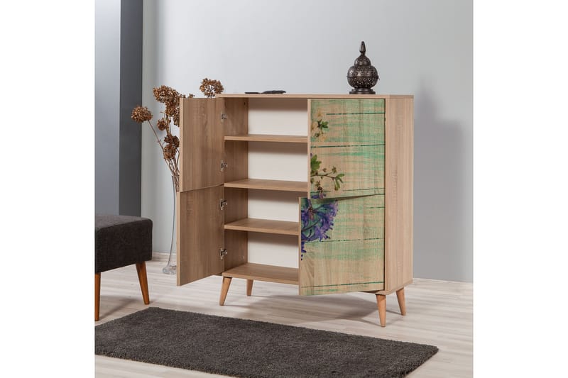 Vellavie Skap 95 cm Kirsebærblomst - Brun/Grønn - Oppbevaring - Skap - Oppbevaringsskap