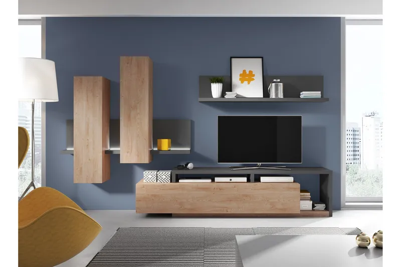 Wesley Skap - Mørkegrå / Tre - Oppbevaring - Skap - Oppbevaringsskap