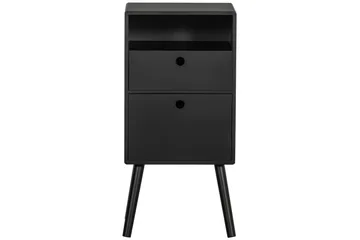 Ozzy High Nattbord 36 cm med Oppbevaring og Skuffer i Tre - Svart - Møbler - Bord - Avlastningsbord - Sengebord & nattbord
