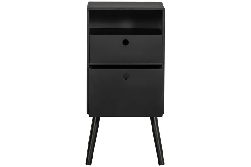 Ozzy High Nattbord 36 cm med Oppbevaring og Skuffer i Tre - Svart - Møbler - Bord - Avlastningsbord - Sengebord & nattbord