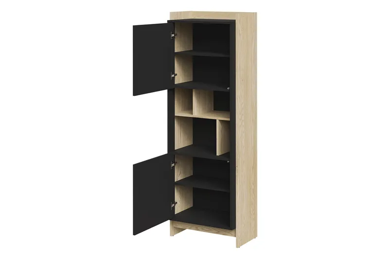 Polina Vitrineskap 59x181 cm - Brun / Svart - Oppbevaring - Skap - Vitrineskap