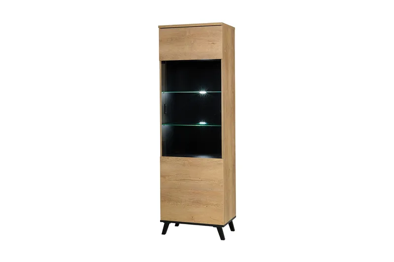 Prawa Vitrineskap 40x61 cm LED-belysning, Eik/Svart
