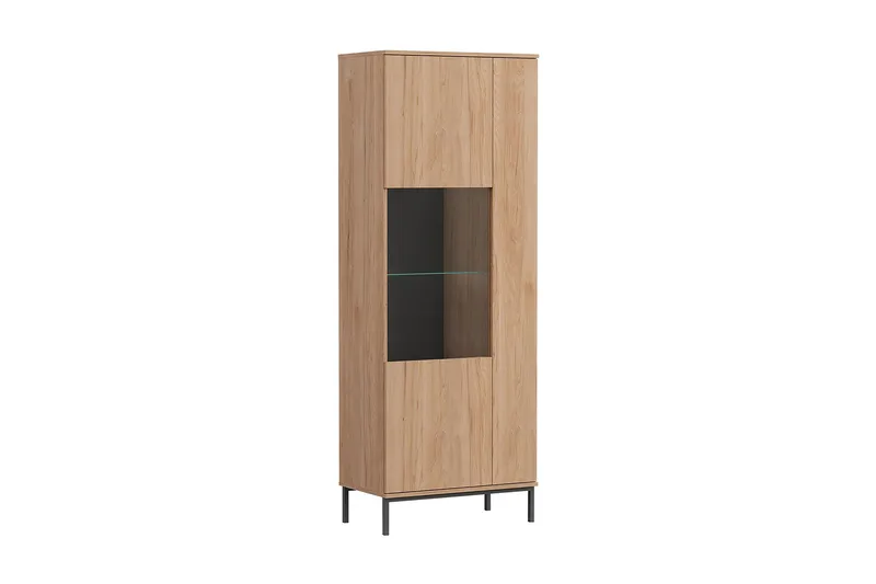 Querty Vitrineskap LED-belysning Hvit, Natur/Svart
