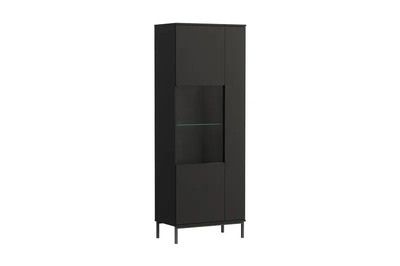Querty Vitrineskap LED-belysning Hvit, Svart