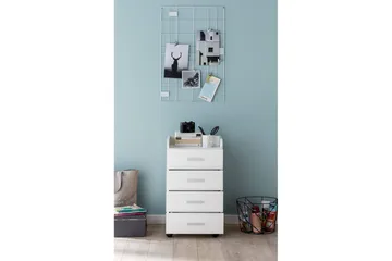Rullecontainer Wohnling 4 skuffer med hjul, oppbevaringsbrett, foliert sponplate, moderne stil Hvit - Hvit - Oppbevaring - Oppbevaringsmøbler - Kommode - Skuffeseksjon