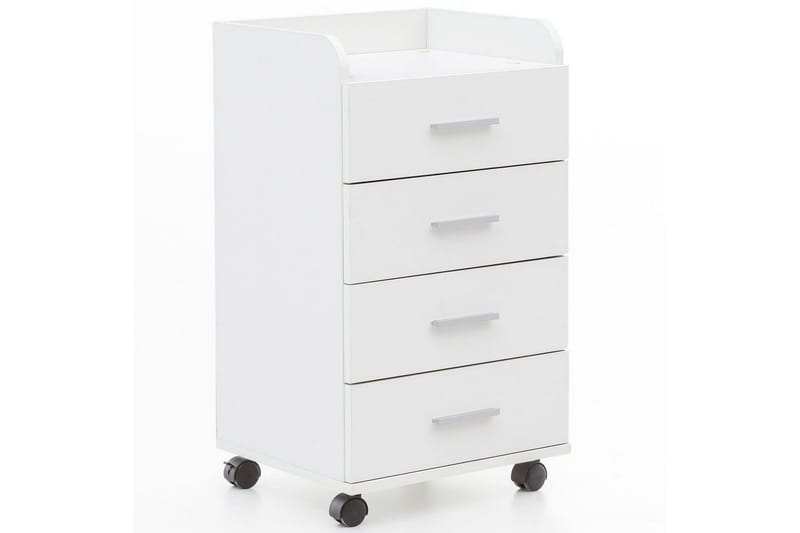 Rullecontainer Wohnling 4 skuffer med hjul, oppbevaringsbrett, foliert sponplate, moderne stil Hvit - Hvit - Oppbevaring - Skap - Oppbevaringsskap