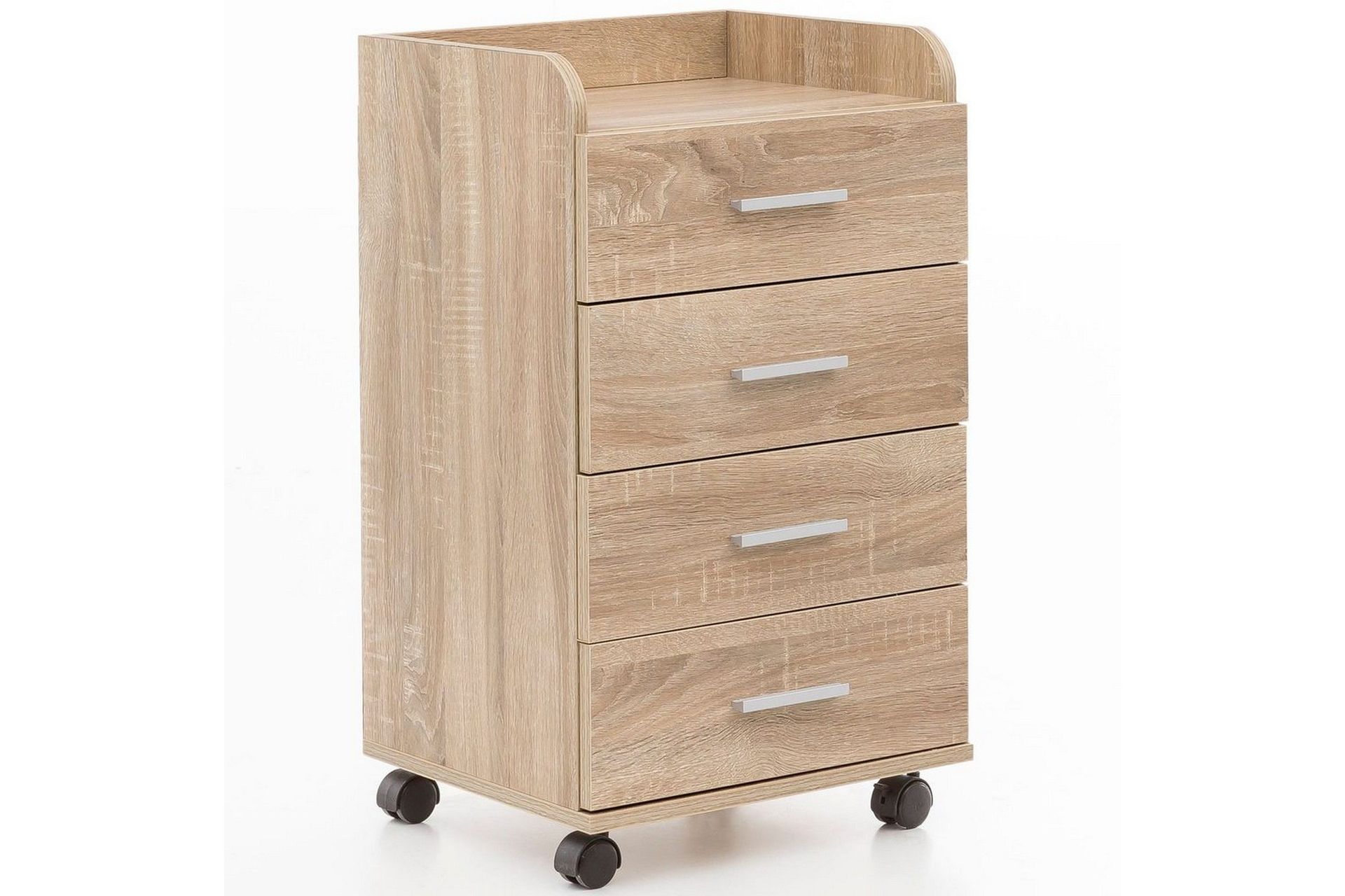 Rullecontainer Wohnling 4 skuffer med hjul, oppbevaringsbrett, foliert sponplate, moderne stil Sonoma - Sonoma