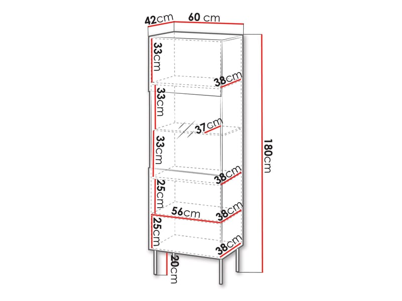 Rynlin Vitrineskap 180 cm - Oppbevaring - Skap - Vitrineskap
