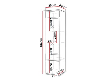 Sherie Smalt Vitrineskap 30 cm med Belysning i Tre og Glass - Hvit - Oppbevaring - Skap - Vitrineskap