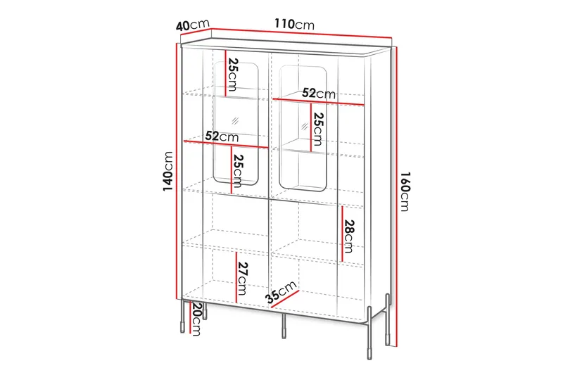 Sherie Vitrineskap 110x160 cm - Svart - Oppbevaring - Skap - Vitrineskap