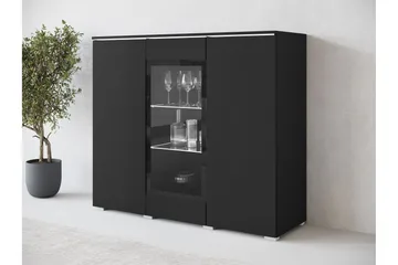 Sherie Vitrineskap 120 cm i Tre - Svart - Oppbevaring - Skap - Vitrineskap