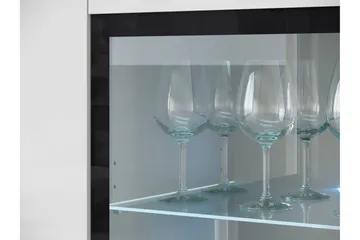 Sherie Vitrineskap 120 cm med Oppbevaring og Belysning i Tre - Hvit - Oppbevaring - Skap - Vitrineskap