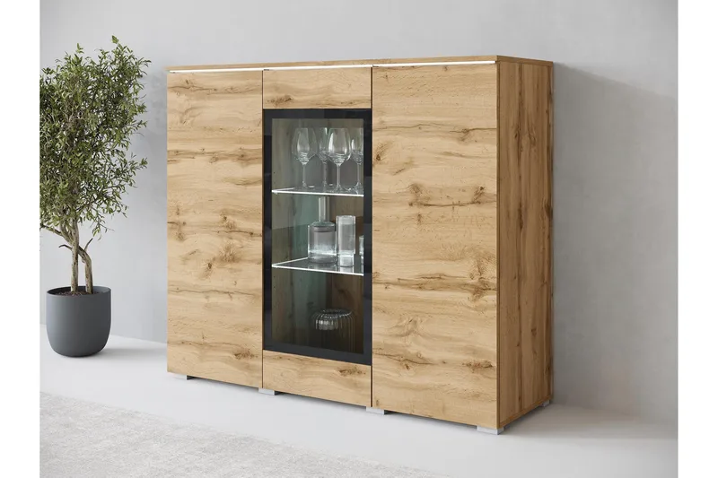 Sherie Vitrineskap 120x104 cm - Brun - Oppbevaring - Skap - Vitrineskap