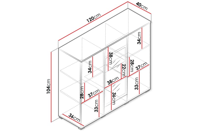 Sherie Vitrineskap 120x104 cm - Brun - Oppbevaring - Skap - Vitrineskap