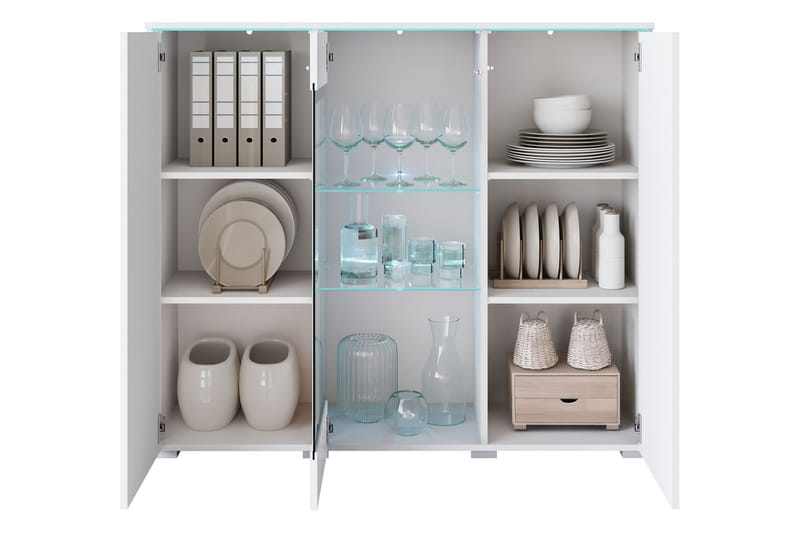 Sherie Vitrineskap 120x104 cm - Hvit - Oppbevaring - Skap - Vitrineskap