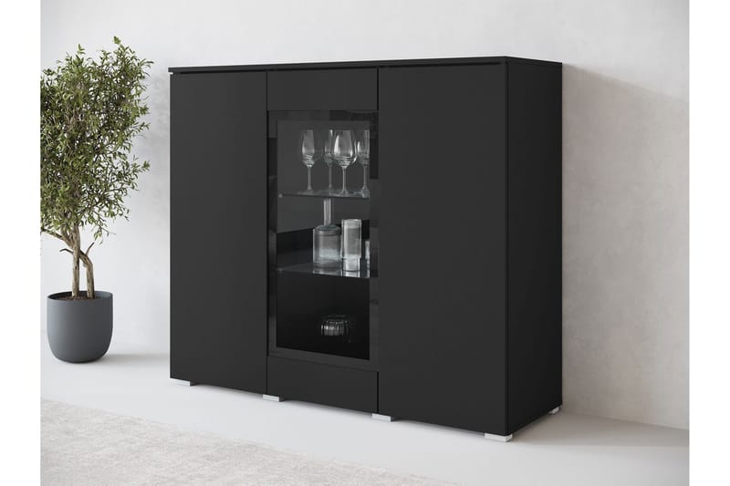 Sherie Vitrineskap 120x104 cm - Svart - Oppbevaring - Skap - Vitrineskap