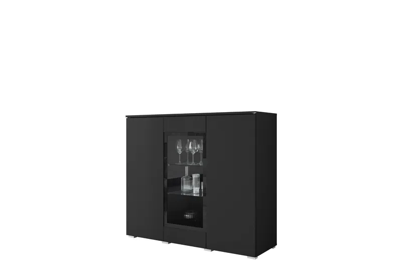 Sherie Vitrineskap 120x104 cm - Svart - Oppbevaring - Skap - Vitrineskap