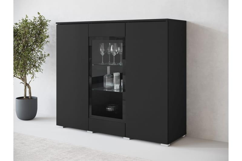 Sherie Vitrineskap 120x104 cm - Svart - Oppbevaring - Skap - Vitrineskap