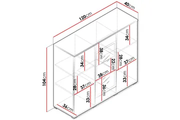 Sherie Vitrineskap 120x104 cm - Svart - Oppbevaring - Skap - Vitrineskap